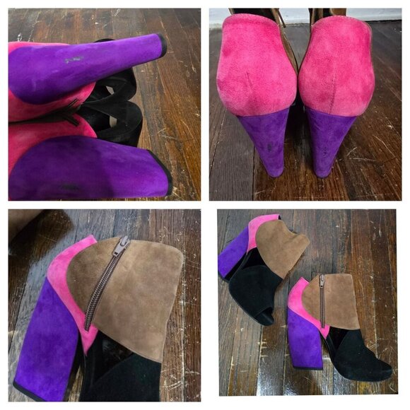 Pierre Hardy Suede Colorblock Colorful Heels Cut Out - Picture 2 of 16